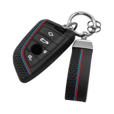 Imagem de Capa De Silicone Para Chave De Carro BMW Com Chaveiro Para Séries 1 2 