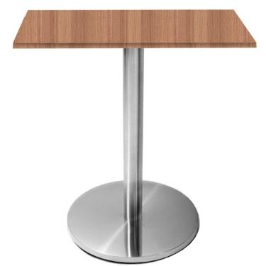 Imagem de Mesa Beta Inox 75 Cm altura Disco Redondo Tampo Mdp Quadrado 60 Cm Largura X 2,50 Cm Altura Naturalle