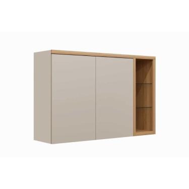 Imagem de Armário De Cozinha Modulado Allure C- 2 Portas E 3 Nichos 120cm Jequitiba-gris Fosco - Linea