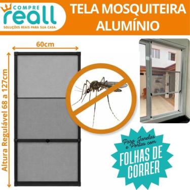 Imagem de Tela Mosquiteira em Alumínio Altura regulável de 68 a 127cm e Largura 