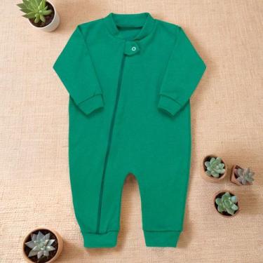 Imagem de Macacão de Bebê em Suedine com Zíper - Era Uma Vez, Verde, 6-9M