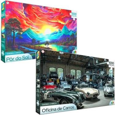 Imagem de Quebra Cabeça Por do Sol e Oficina 1000 Peças Kit C/ 2UND - GGB Brinqu