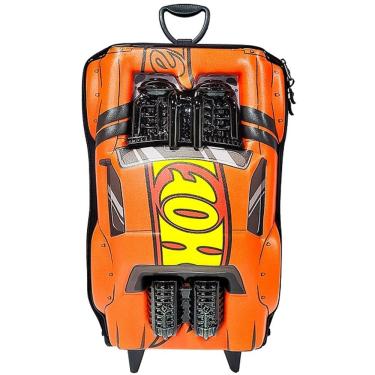 Imagem de Mochila Escolar de Rodinhas 3D HOT Wheels NIGHT Shifter Laranja Motor Preto