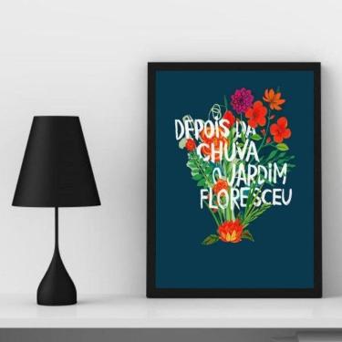 Imagem de Quadro Decorativo Jardim Floresceu 45x34cm - Madeira Preta