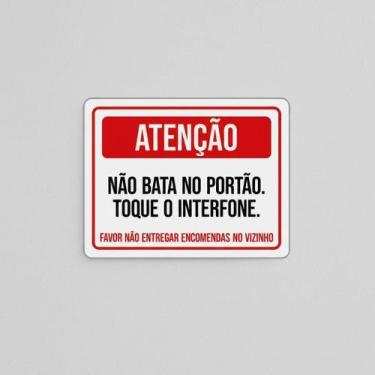 Imagem de Placa Acm Atenção Não Bata Portão Toque Interfone 18X23 - Sinalizo
