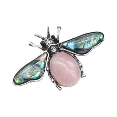 Imagem de Pingente Em Forma De Abelha 35x56mm, Cristal De Pedra Natural, Broche 