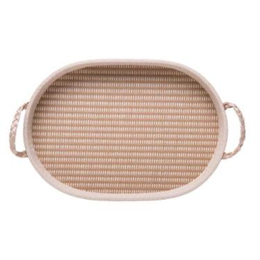 Imagem de Bandeja Oval Fundo de Madeira 37cm x 26cm x 4,5cm Marrom MDF - Wolff