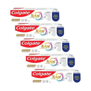 Imagem de Kit 5 Cremes Dentais Colgate Total Mint Prevenção Ativa 180g