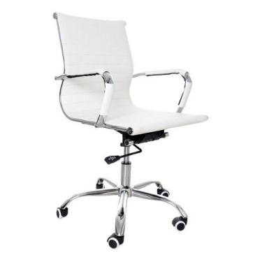 Imagem de Cadeira de Escritório Diretor Branca Esteirinha com Base Giratória Erg