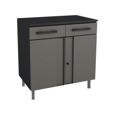 Imagem de Balcão Multiuso Aço Telasul Multibox Cinza/Preto, Cinza e Preto