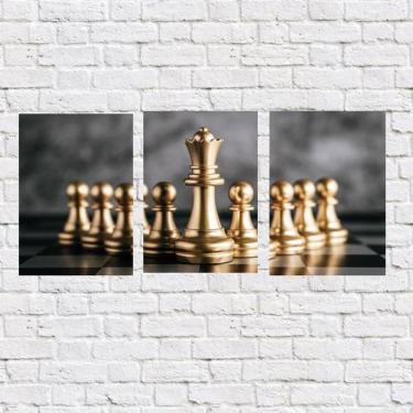 Imagem de Kit 3 Placas Decorativas Xadrez 18x27cm