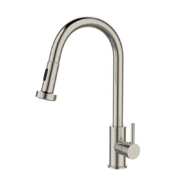 Imagem de Monocomando Gourmet Cozinha Extensível Bica Alta Aço Escovado - 7908745803487 - ECONOMETAL