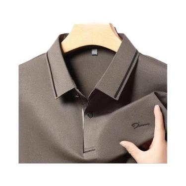 Imagem de Camisa Polo Masculina Casual De Negócios De Manga Longa, Cor Sólida, R