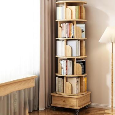 Imagem de Estante Giratória, Estante Giratória De 5 Camadas, Estante Com Gavetas, Estante De Madeira Giratória De 360° Com Gaveta Para Quarto, Sala De Estar, Escritório Em Casa, Wood Color, 5th floor