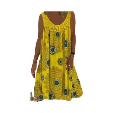 Imagem de Vestido Feminino Casual De Verão Com Estampa Digital, Decote Ombro a O