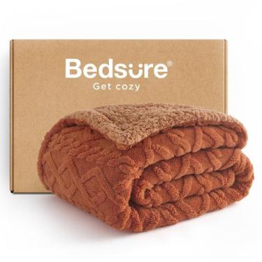 Imagem de Manta Bedsure Gentlesoft Sherpa Fleece Talla Twin Naranja