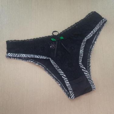 Imagem de Tanga Letícia Cor:Preto/Viéz zebraTamanho:GG - Saulo Lingerie, Preto, 