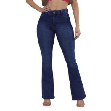 Imagem de Calça Sk Jeans Flare Boca de Sino Premium Confortavel Levanta Bumbum Modela Corpo Feminina-Feminino