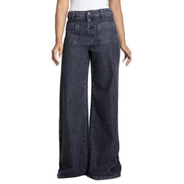 Imagem de Calça Jeans Sawary Super Wide Leg - 282604 - preto 40, Preto, 40