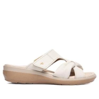 Imagem de Tamanco Feminino Pegada Couro Super Soft Laço Off White/Bege-Feminino