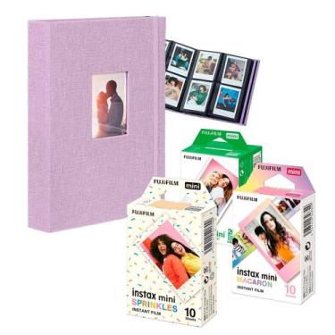 Imagem de Combo 40 Fotos Filme Instax Mini Macaron Granulado + Album Lilás - fuj