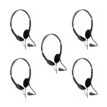 Imagem de Kit 5 Fones Ouvido Headset Office Stereo USB Adaptador Tipo-C Microfon