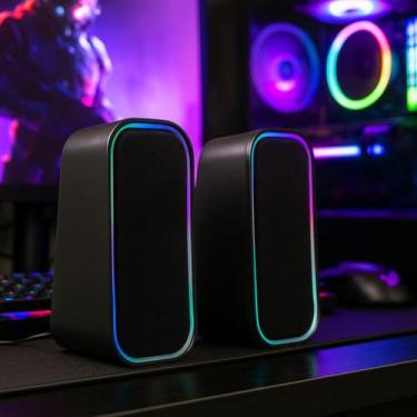 Imagem de Caixa de Som RGB para Computador 6W RMS com Entrada P2 e USB e Control