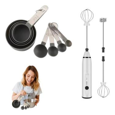 Imagem de Kit Cozinha: Medidor Inox + Mixer Elétrico Portátil Sortidas Usb - nov