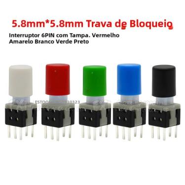 Imagem de Kit De Microinterruptores Tácteis De Pressão Com Trava 5.8x5.8mm, Botõ