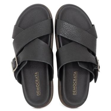 Imagem de Sandália Masculina Democrata Casual Dock Couro Durável Confortável, Pr