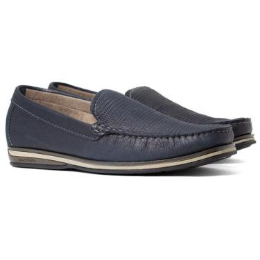 Imagem de Sapato Mocassim Masculino Democrata Ted Casual Couro Conforto, Azul na