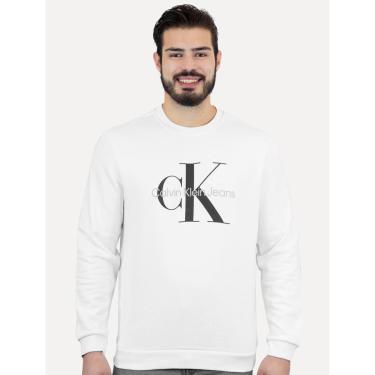 Imagem de Moletom Calvin Klein Jeans Masculino Monograma Logo Branco-Masculino