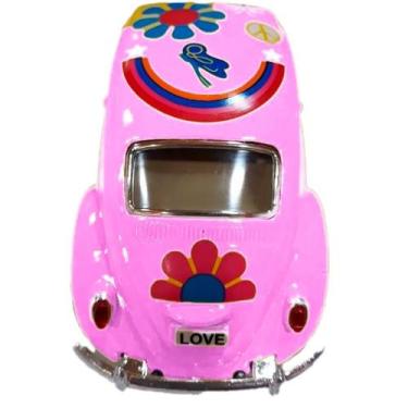 Imagem de Carro Miniatura Fusca Hippie Rosa Escala 1:43 6836-28 - Dorémi