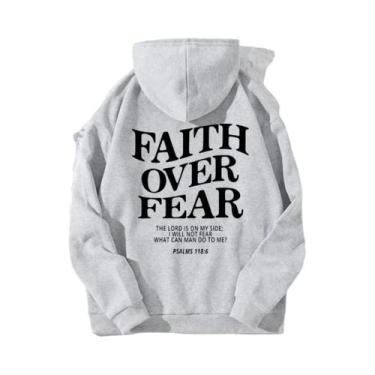 Imagem de Moletom Feminino De Fleece Com Estampa De Letras 'Faith over Fear', Qu