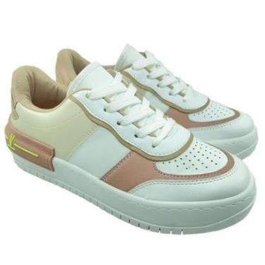 Imagem de Tênis Vizzano Sneaker Recortes Feminino - Branco e Rosa - 33-Feminino