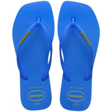 Imagem de Chinelo Sandália Havaianas Feminina Tiras Finas Azul Brilhante Bico Qu