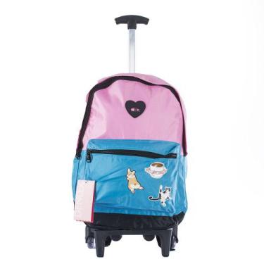Imagem de Mochila Feminina Juvenil Adulto Com Rodinhas Estampa Collors - Denlex