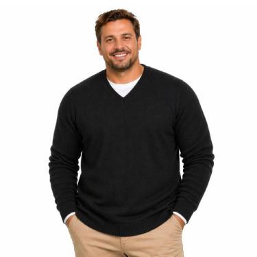 Imagem de Blusa Grossa Masculino Plus Em Tricot Frio Casaco Cor:Cinza EscuroTama