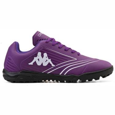 Imagem de Chuteira Society Kappa Tiro Unissex Roxo Branco, Roxo, 44
