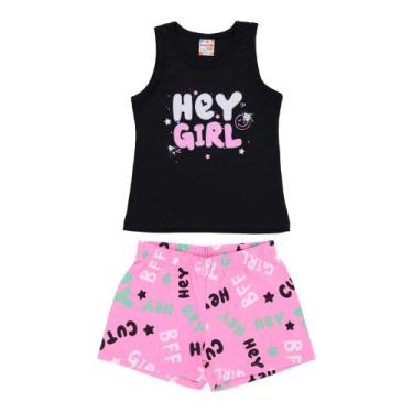Imagem de Conjunto Menina Roupa Infantil Regata + Shorts Estampa Hey Girl Versát