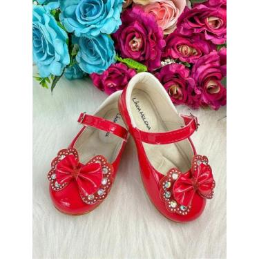 Imagem de Sapatilha Flor Di Mila Baby Vermelho com Lacinho e Strass, Vermelho, 2