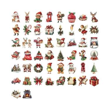Imagem de Adesivos De Natal Retrô Em Estilo Cartoon 50/100PCS À Prova d'Água Tra