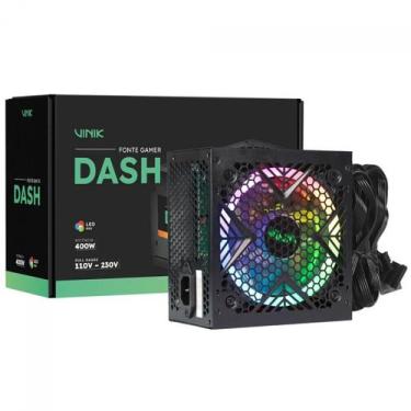 Imagem de Fonte Vinik Gamer Dash 400W, RGB, Preto, VFG400WPR, 110V