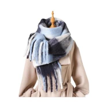 Imagem de Cachecol De Luxo Feminino Em Cashmere Xadrez, Xale Quente De Inverno, 