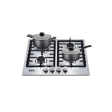 Imagem de Fogão Cooktop a Gás EOS ECG04 4 Bocas Inox Tripla Chama Embutido com Panelas Bivolt