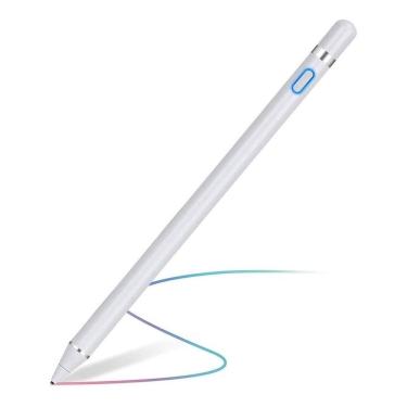 Imagem de Caneta Stylus Ponta Fina 1,5MM para Ipad e Tablets Alumínio com Bateria Recarregável Branco