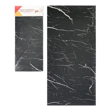 Imagem de Placa Decorativa Papel de Parede Marmorizada Preta 30x60cm Auto Adesiva para Ambiente Interno em PVC