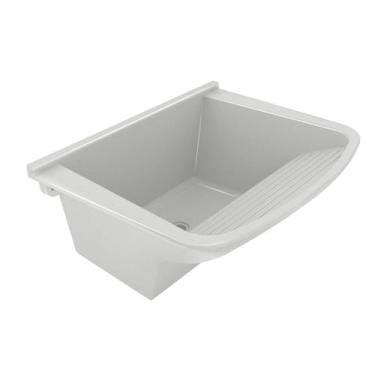 Imagem de Tanque de Lavar Roupa em Mármore Sintético Granitado 55x41cm Branco/Ge