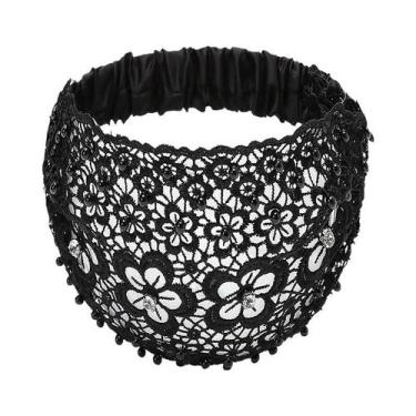 Imagem de Tiara Feminina Estilo Boêmio Cáqui Com Pérolas Falsas E Flores Vazadas