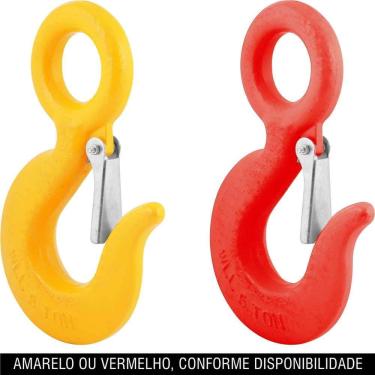 Imagem de Gancho de Aço com Olhal 5,0 Toneladas 3-4 com Trava Uso Leve Tratamento Pintado Vonder